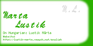marta lustik business card